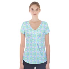 Pattern Short Sleeve Front Detail Top by gasi