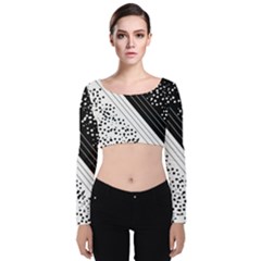 Pattern Velvet Long Sleeve Crop Top by gasi