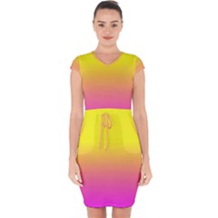 Pattern Capsleeve Drawstring Dress  by gasi