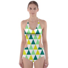 Pattern Cut-out One Piece Swimsuit by gasi