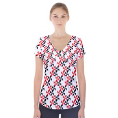 Pattern Short Sleeve Front Detail Top by gasi