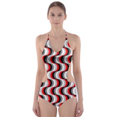 Pattern Cut-out One Piece Swimsuit by gasi