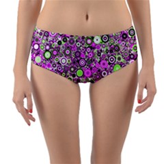 Pattern Reversible Mid-Waist Bikini Bottoms