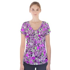 Pattern Short Sleeve Front Detail Top