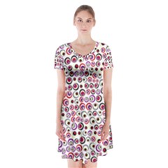 Pattern Short Sleeve V-neck Flare Dress by gasi