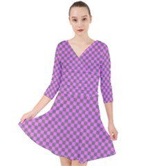 Pattern Quarter Sleeve Front Wrap Dress	