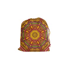 Sunshine Mandala And Other Golden Planets Drawstring Pouches (small)  by pepitasart