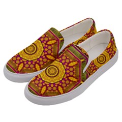 Sunshine Mandala And Other Golden Planets Men s Canvas Slip Ons by pepitasart