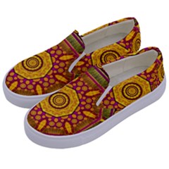 Sunshine Mandala And Other Golden Planets Kids  Canvas Slip Ons by pepitasart