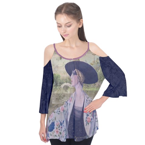 In A Japanese Garden Flutter Sleeve Tee  by pastpresents