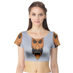 Mask India South Culture Short Sleeve Crop Top by Celenk
