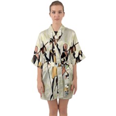 Man Ethic African People Collage Quarter Sleeve Kimono Robe by Celenk