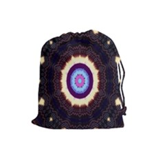 Mandala Art Design Pattern Drawstring Pouches (large)  by Celenk