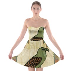 Egyptian Paper Papyrus Bird Strapless Bra Top Dress by Celenk
