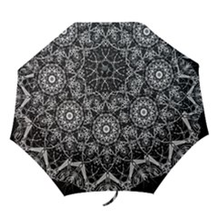 Mandala Psychedelic Neon Folding Umbrellas by Celenk