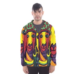 Ethnic Bold Bright Artistic Paper Hooded Wind Breaker (Men)