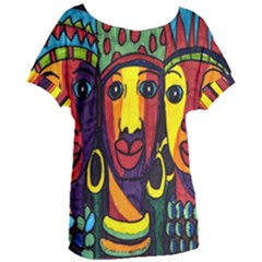 Ethnic Bold Bright Artistic Paper Women s Oversized Tee