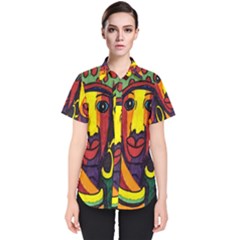 Ethnic Bold Bright Artistic Paper Women s Short Sleeve Shirt