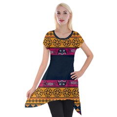 Pattern Ornaments Africa Safari Short Sleeve Side Drop Tunic by Celenk