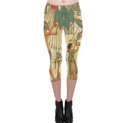 Egyptian Man Sun God Ra Amun Capri Leggings  by Celenk