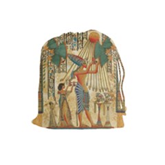 Egyptian Man Sun God Ra Amun Drawstring Pouches (large)  by Celenk