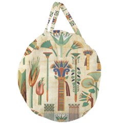 Egyptian Paper Papyrus Hieroglyphs Giant Round Zipper Tote by Celenk