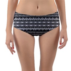 Zentangle Lines Pattern Reversible Mid-waist Bikini Bottoms by Celenk