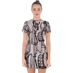 Man Ethic African People Collage Drop Hem Mini Chiffon Dress by Celenk