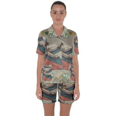 Egyptian Woman Wings Design Satin Short Sleeve Pyjamas Set by Celenk