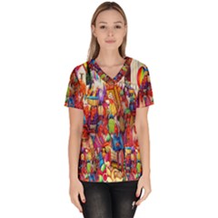 Guatemala Art Painting Naive Scrub Top by Celenk