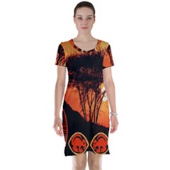 Africa Safari Summer Sun Nature Short Sleeve Nightdress