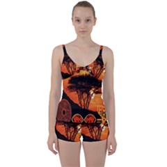 Africa Safari Summer Sun Nature Tie Front Two Piece Tankini by Celenk