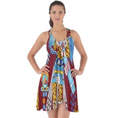 Mexico Puebla Mural Ethnic Aztec Show Some Back Chiffon Dress by Celenk