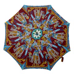Mexico Puebla Mural Ethnic Aztec Hook Handle Umbrellas (small) by Celenk