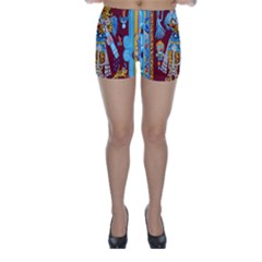 Mexico Puebla Mural Ethnic Aztec Skinny Shorts by Celenk