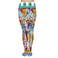 Mexico Puebla Mural Ethnic Aztec Women s Tights by Celenk