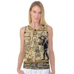 Mystery Pattern Pyramid Peru Aztec Font Art Drawing Illustration Design Text Mexico History Indian Women s Basketball Tank Top by Celenk