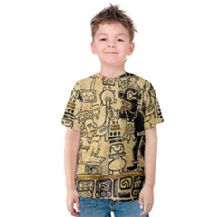 Mystery Pattern Pyramid Peru Aztec Font Art Drawing Illustration Design Text Mexico History Indian Kids  Cotton Tee