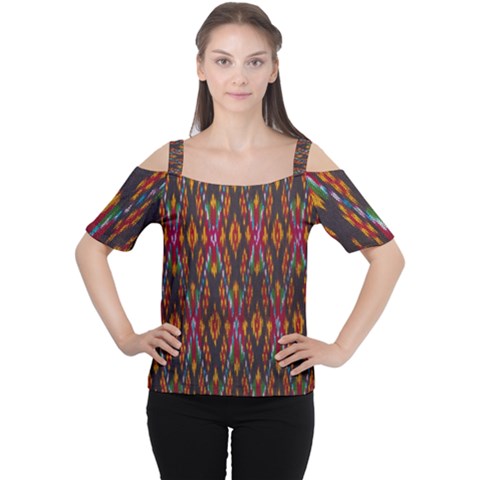 Thai Silk Cutout Shoulder Tee by Celenk