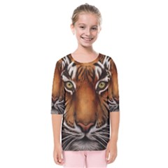 The Tiger Face Kids  Quarter Sleeve Raglan Tee