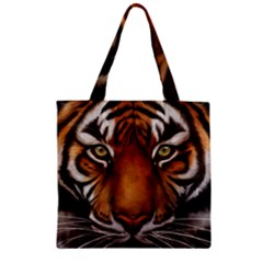 The Tiger Face Zipper Grocery Tote Bag