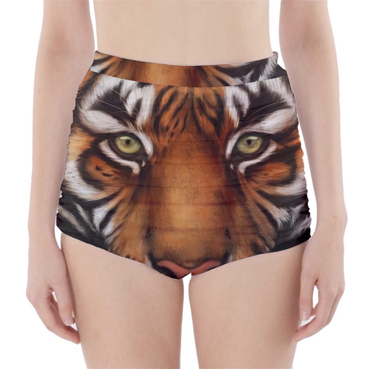 The Tiger Face High-Waisted Bikini Bottoms