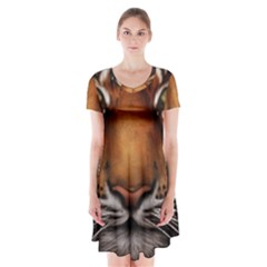 The Tiger Face Short Sleeve V-neck Flare Dress