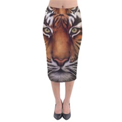 The Tiger Face Velvet Midi Pencil Skirt