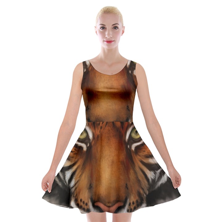 The Tiger Face Velvet Skater Dress