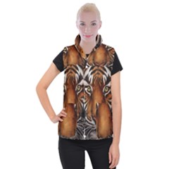 The Tiger Face Women s Button Up Puffer Vest