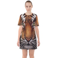 The Tiger Face Sixties Short Sleeve Mini Dress