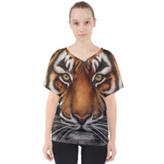 The Tiger Face V-Neck Dolman Drape Top