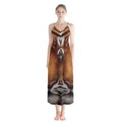 The Tiger Face Button Up Chiffon Maxi Dress