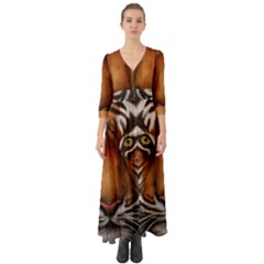 The Tiger Face Button Up Boho Maxi Dress